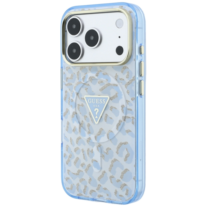 Guess - Guess Mobilskal För iPhone 18 Pro/17 Pro Magsafe IML Leopard Glitter