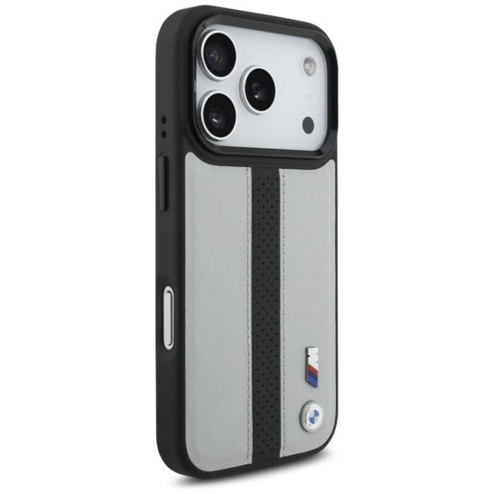 BMW - BMW iPhone 17 Pro Mobilskal MagSafe M Perforated Stripe Logo - Grå