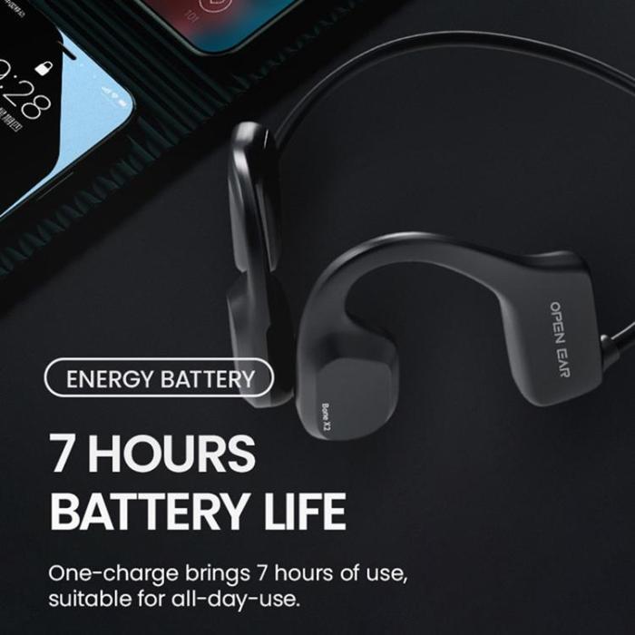 A-One Brand - Vattentäta Open-Ear Hörlurar Bluetooth med 8GB Minne för Simning Bone X2