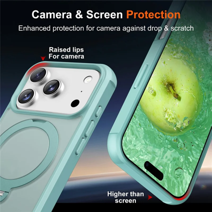 A-One Brand - iPhone 17 Pro Max Mobilskal MagSafe Kickstand TPU + PC - Lake Blå