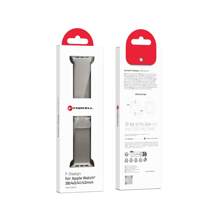 Forcell - Forcell Apple Watch (38/40/41) Armband Stainless Steel - Silver