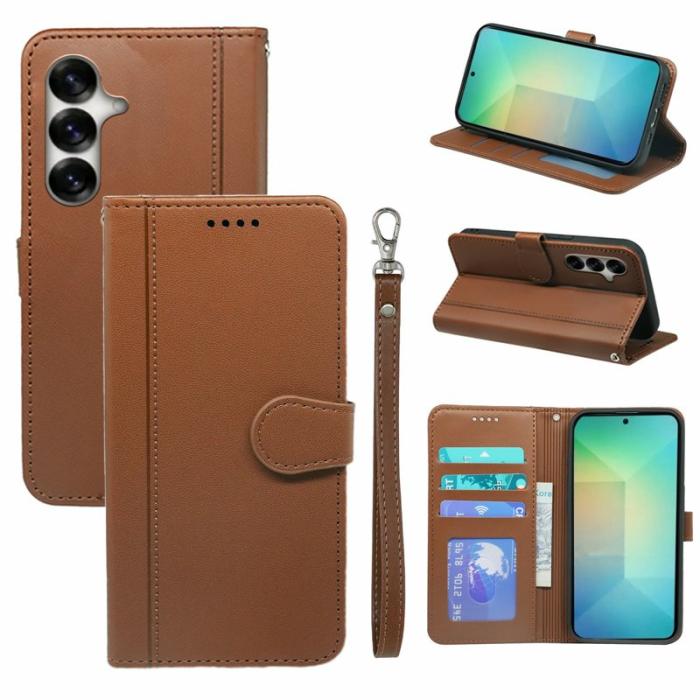 OEM - Plånboksfodral för Samsung Galaxy S26 Plus Magnetiskt Konstläder - Brun