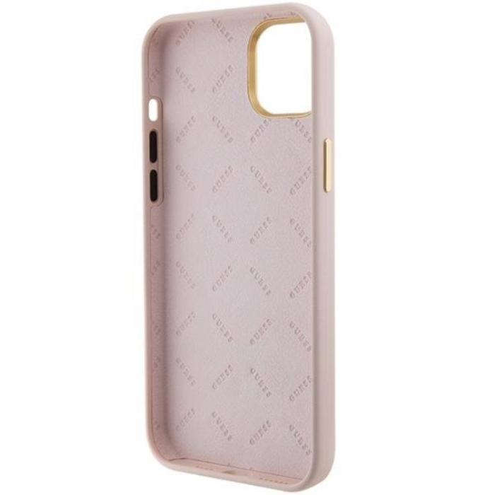 Guess - Guess iPhone 15/14 Plus Mobilskal Silikon Logo Strass - Rosa