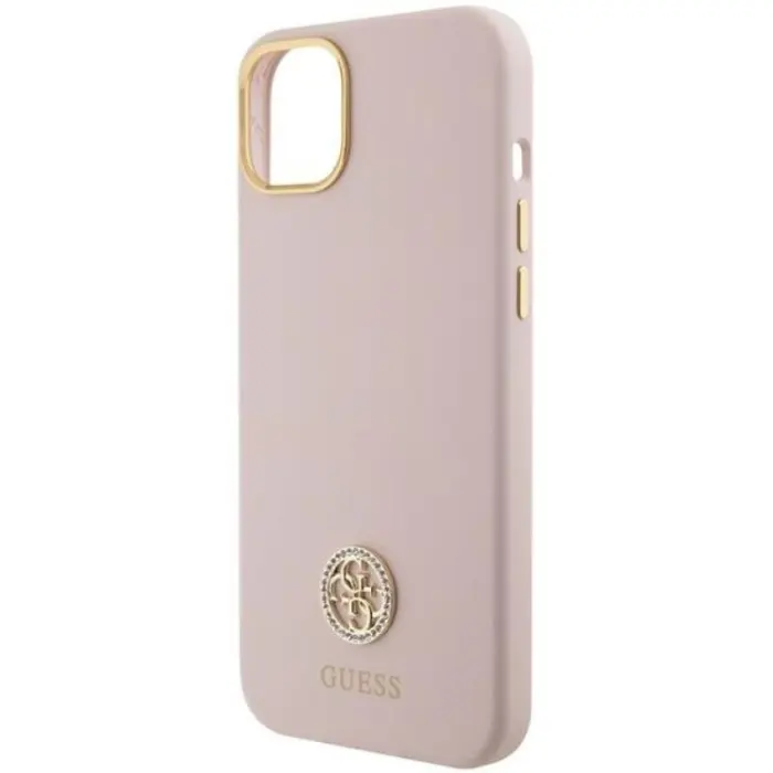 Guess - Guess iPhone 15/14 Plus Mobilskal Silikon Logo Strass - Rosa