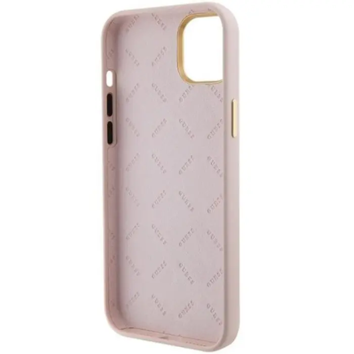 Guess - Guess iPhone 15/14 Plus Mobilskal Silikon Logo Strass - Rosa