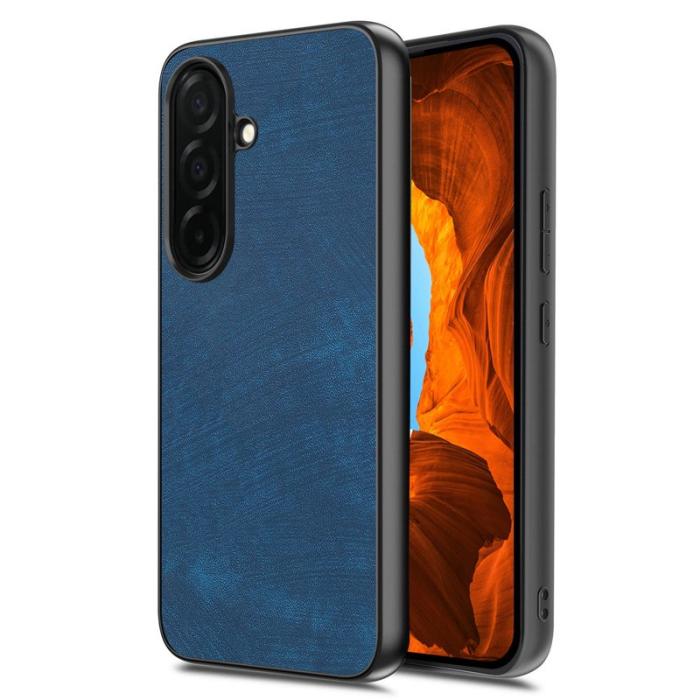 OEM - Mobilskal för Samsung Galaxy S26 Plus Stöttålig Slim Retro Konstläder - Blå