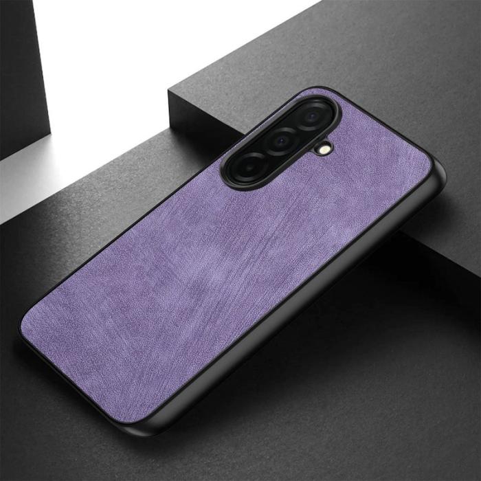 OEM - Mobilskal för Samsung Galaxy S26 Plus Stöttålig Slim Retro Konstläder - Lila