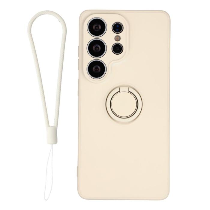 OEM - Mobilskal för Samsung Galaxy S26 Ultra Silikon med Ring Kickstand - Beige