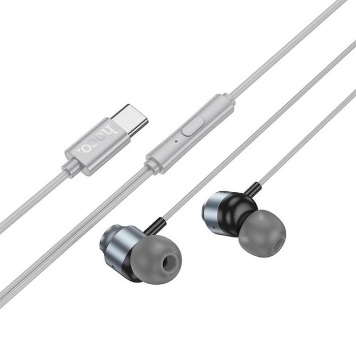 Hoco - HOCO Trådbundna Hörlurar USB-C med Mikrofon M122 - Grå