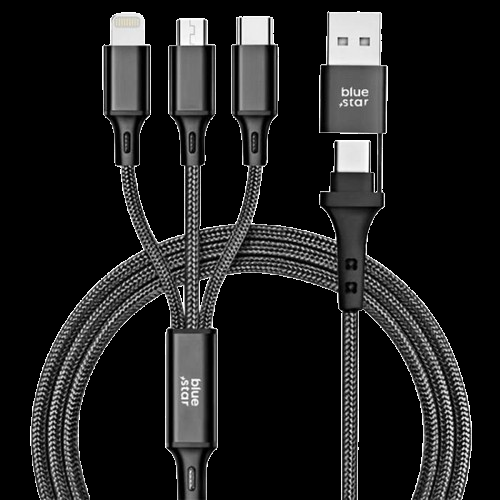 Blue Star 4in1 Kabel USB-C/USB-A Till Micro-USB/Lightning/USB-C 12W | 3541 | AlltMobil