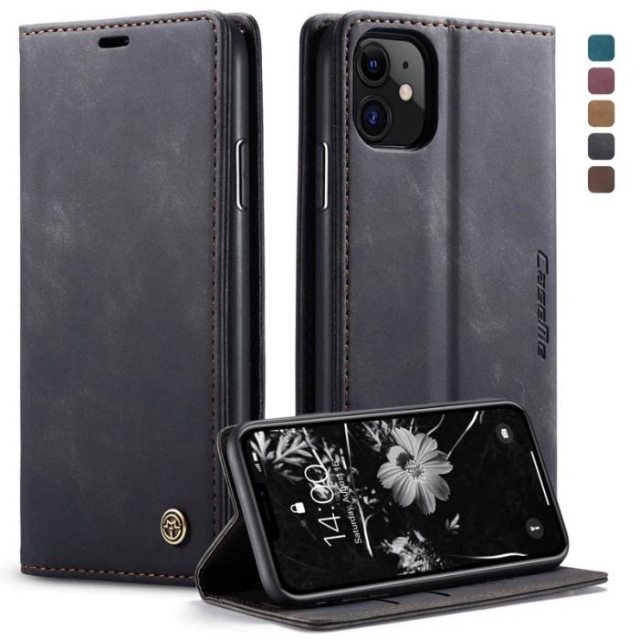 Caseme - CASEME 013 Flip Konstläder Plånboksfodral för iPhone 11 6.1 tum - Svart