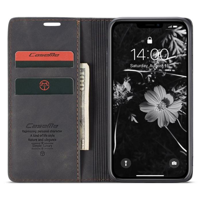 Caseme - CASEME 013 Flip Konstläder Plånboksfodral för iPhone 11 6.1 tum - Svart
