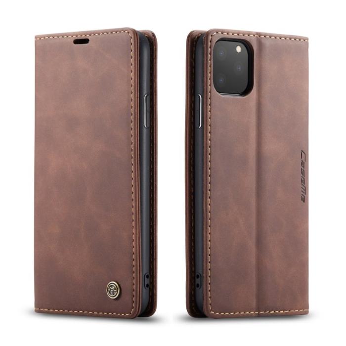 Caseme - CASEME 013 Flip Konstläder Plånboksfodral för iPhone 11 Pro Max - Brun