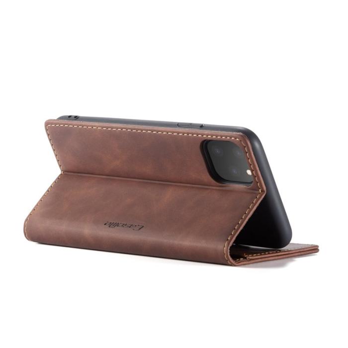 Caseme - CASEME 013 Flip Konstläder Plånboksfodral för iPhone 11 Pro Max - Brun