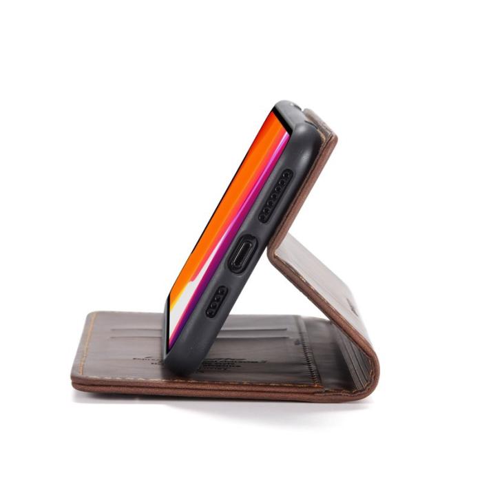 Caseme - CASEME 013 Flip Konstläder Plånboksfodral för iPhone 11 Pro Max - Brun