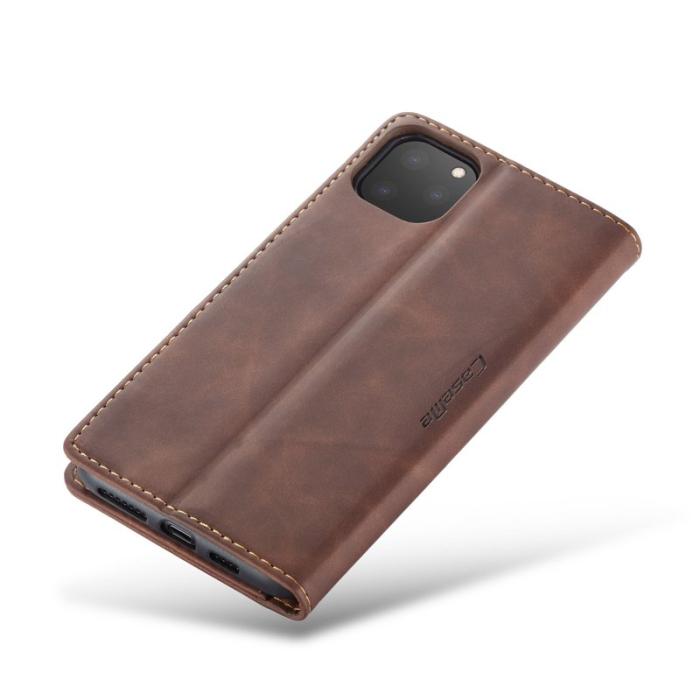 Caseme - CASEME 013 Flip Konstläder Plånboksfodral för iPhone 11 Pro Max - Brun