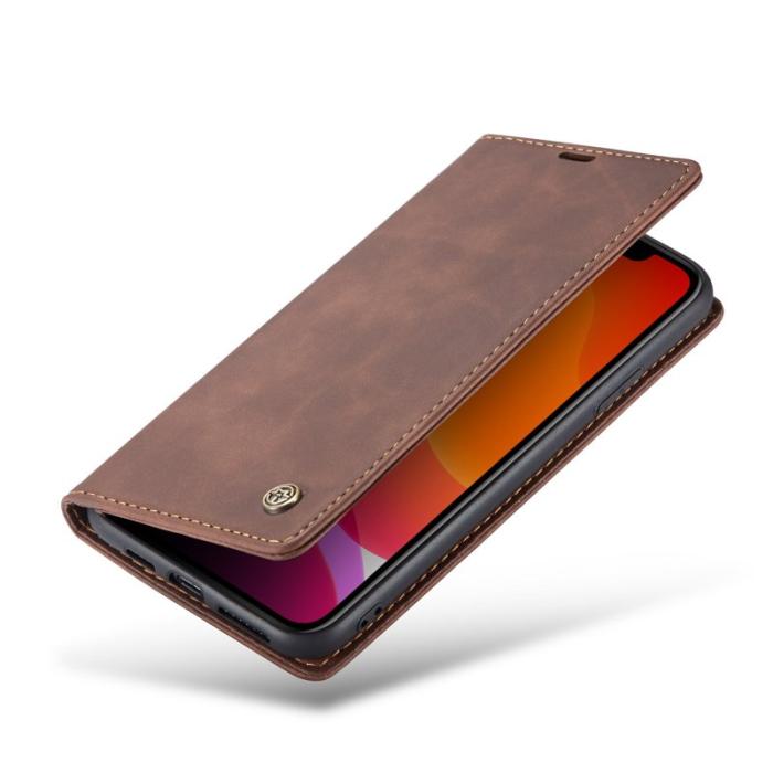 Caseme - CASEME 013 Flip Konstläder Plånboksfodral för iPhone 11 Pro Max - Brun