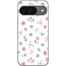 Gustaf - Mobilskal till Google Pixel 9 Pro med Blommor och fj&auml;rillar