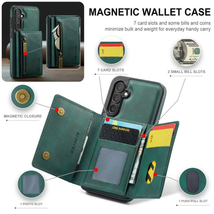 DG.MING - DG.MING Samsung Galaxy S23 FE Konstläder Plånboksfodral Magnetisk Grön