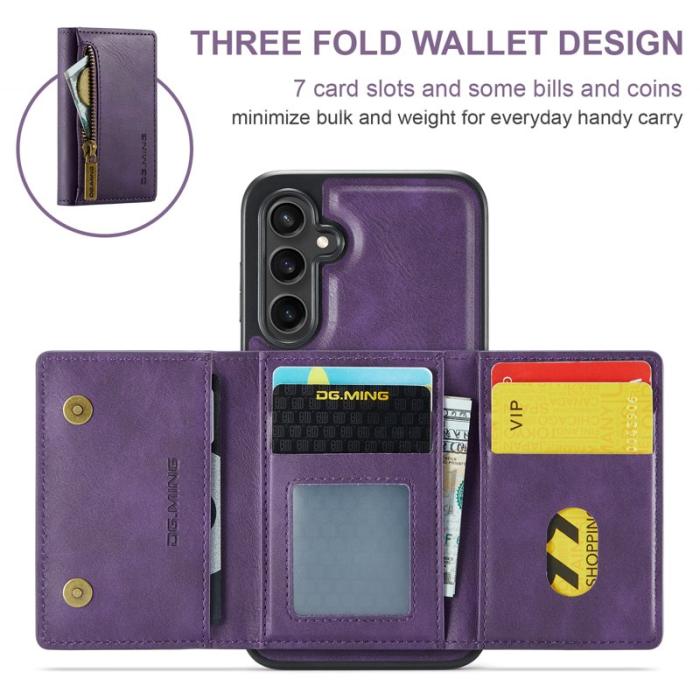 DG.MING - DG.MING Samsung Galaxy S23 FE Konstläder Plånboksfodral Magnetisk Lila