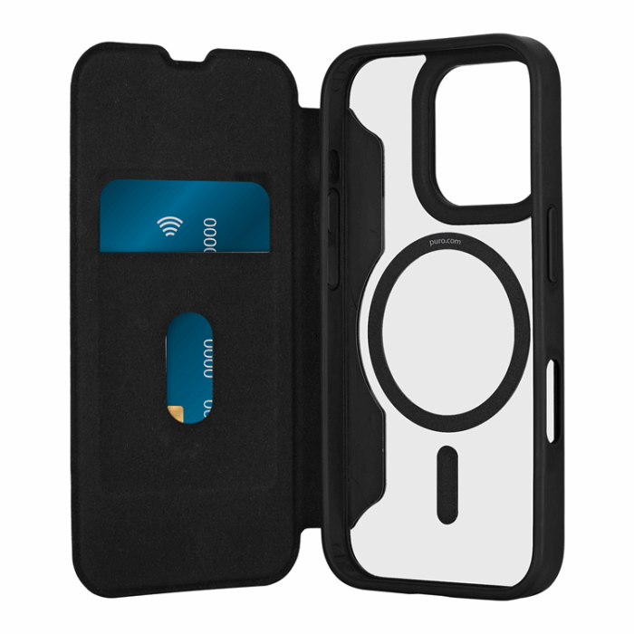Puro - Puro iPhone 16 Pro Plånboksfodral Magsafe Läder med Flap