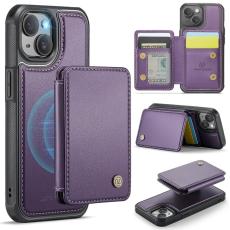 JEEHOOD - JEEHOOD J05 iPhone 14 Fodral Konstl&auml;der Mobilskydd Lila