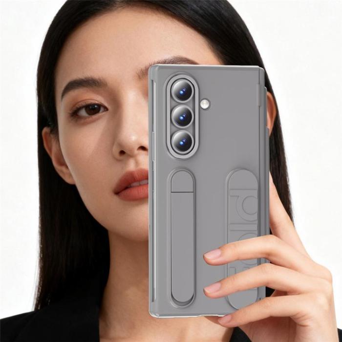 A-One Brand - Mobilskal För Galaxy Z Fold 8 Kortfack Kickstand med Skärmskydd - Grå