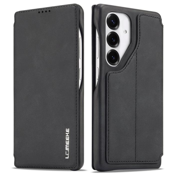 LC.imeeke - LC.IMEEKE Samsung Galaxy S25 Fodral Card Holder KonstLäder - Svart