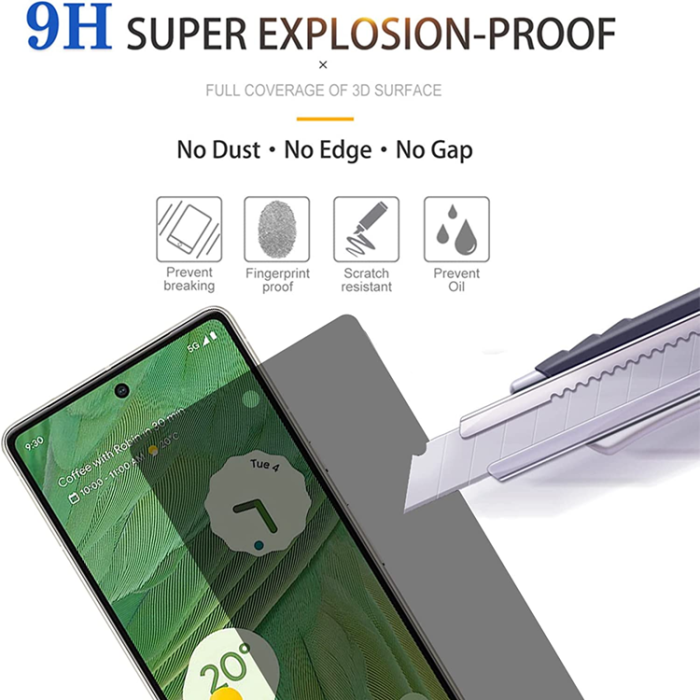 Boom of Sweden - [1-PACK] Privacy Härdat Glas Skärmskydd Google Pixel 7A 5G