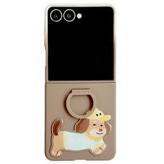 A-One Brand - Galaxy Z Flip 7 Mobilskal Silikon Ring Med Sticker - Gradient Brun