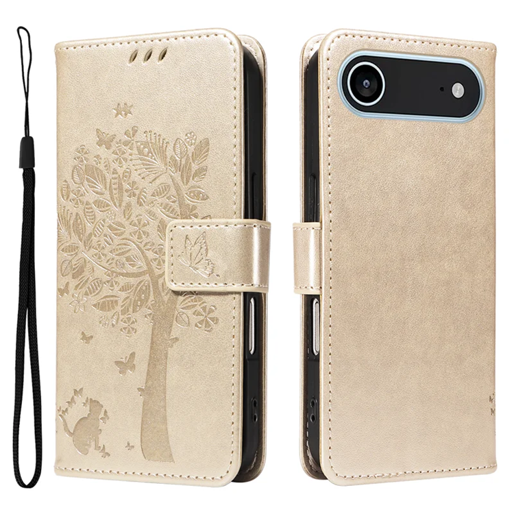 iPhone Air Konstläder Plånboksfodral Tree Pattern - Guld | 2353 | AlltMobil