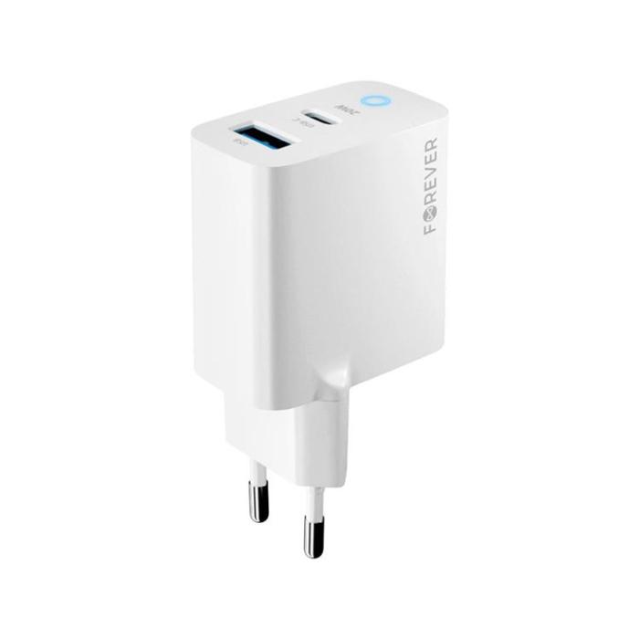 Forever - Forever Väggladdare 1x USB-C 1x USB 20W TC-06-20AC - Vit