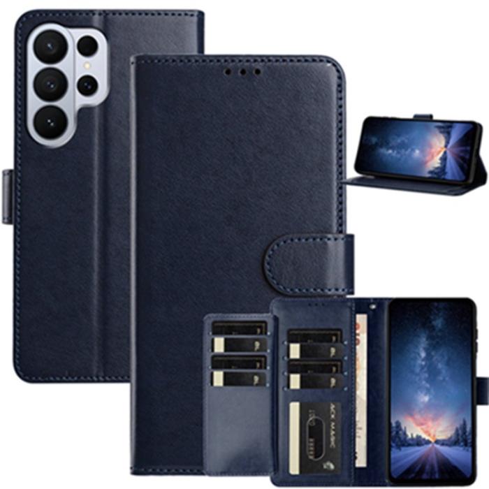 OEM - Samsung Galaxy S26 Ultra Fodral PU Läder Folio Flip - Mörkblå