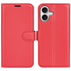 Amorus - AMORUS iPhone 17 Plånboksfodral Flipstativ Litchi - Röd