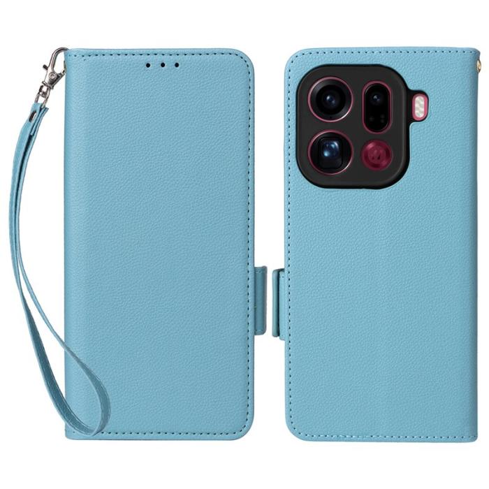 OEM - Litchi Oppo Find X9 Pro 5G Plånboksfodral Konstläder - Blå