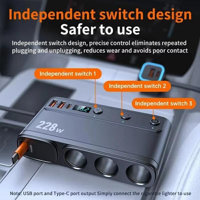 OEM - Billaddare 228W Snabbladdande med Cigarettändaradapter