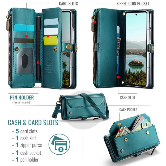 Caseme - CASEME Galaxy Z Fold 7 Plånboksfodral Med Remmar - Grön