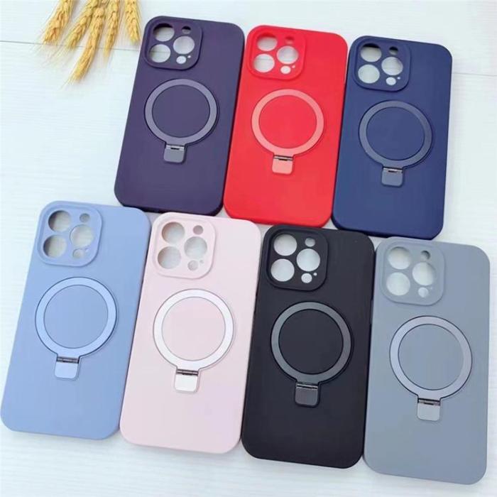 A-One Brand - Mobilskal för iPhone 15 Pro Max Liquid Silikon Magnetisk Kickstand - Himmelsblå