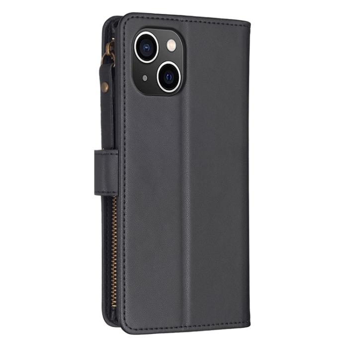 OEM - iPhone 15 Plus Plånboksfodral Zipper Flip - Svart