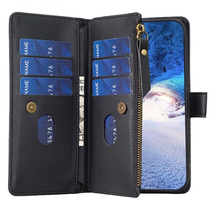 OEM - iPhone 15 Plus Plånboksfodral Zipper Flip - Svart