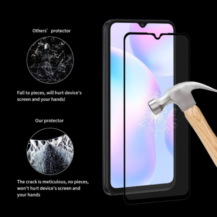 A-One Brand - [1-PACK] Xiaomi Redmi 9A/9AT Härdat Glas Skärmskydd - Svart