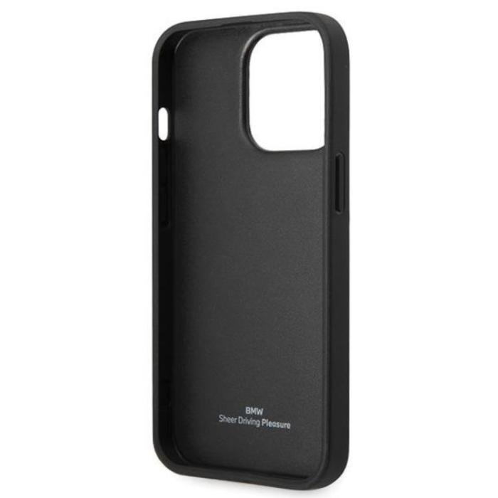 BMW - BMW iPhone 14 Pro Mobilskal Läder Diamond Pattern - Svart