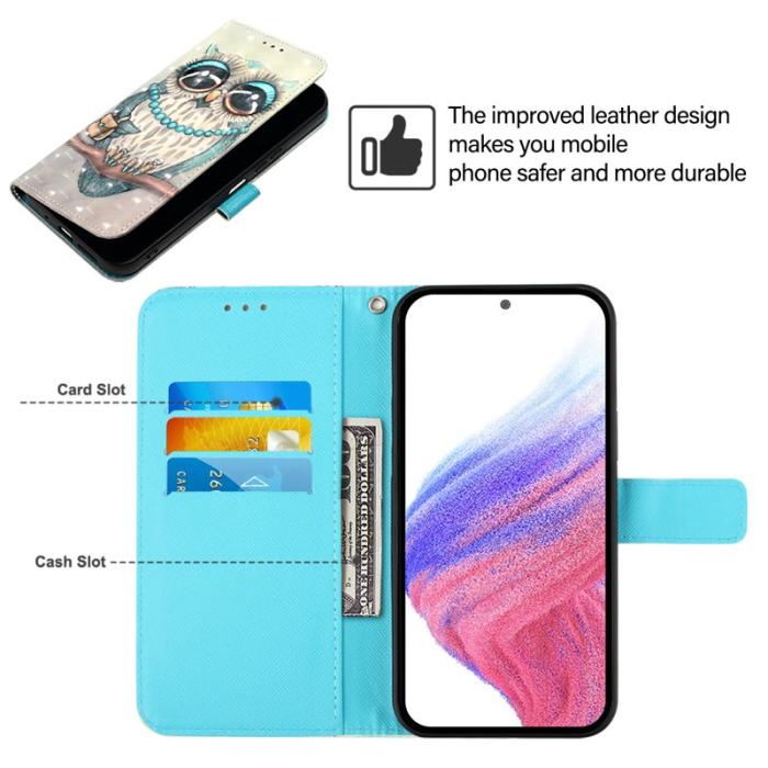 OEM - Samsung Galaxy S26 Ultra Fodral Äkta Läder Mönster - Grå Uggla