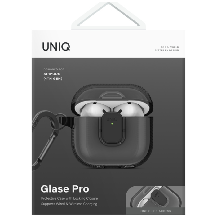 UNIQ - UNIQ AirPods 4 Skal Glase Pro Lock - Smoke