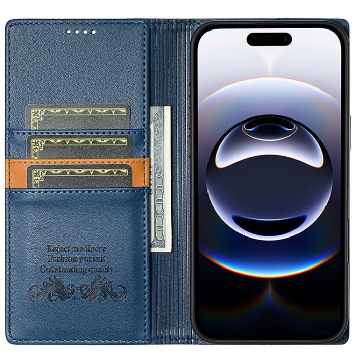 N.BEKUS - N.BEKUS iPhone 17 Plånboksfodral RFID Blocking P3 - Blå