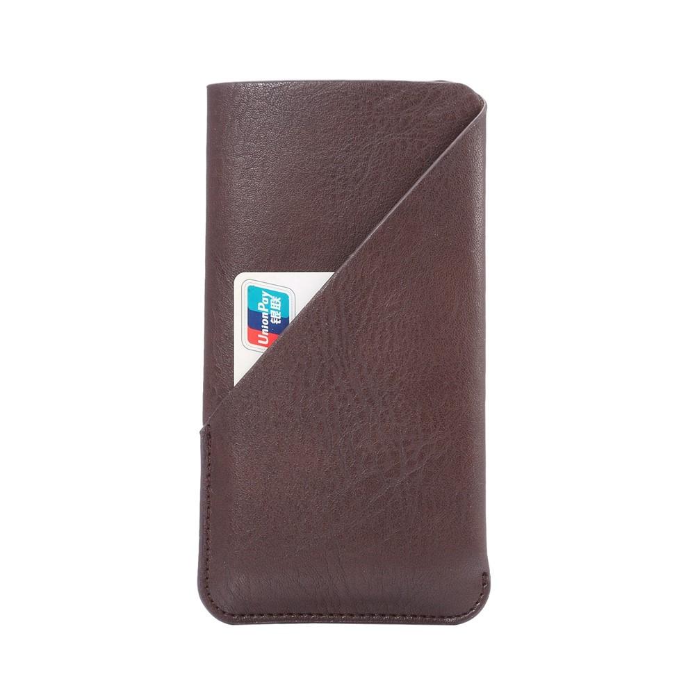 Universalt Pouchfodral med kortficka i konstläder - Brun | 2353 | AlltMobil