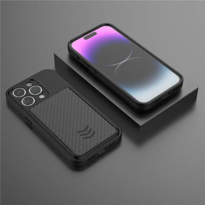 OEM - iPhone 14 Pro Max Mobilskal Korthållare - Svart