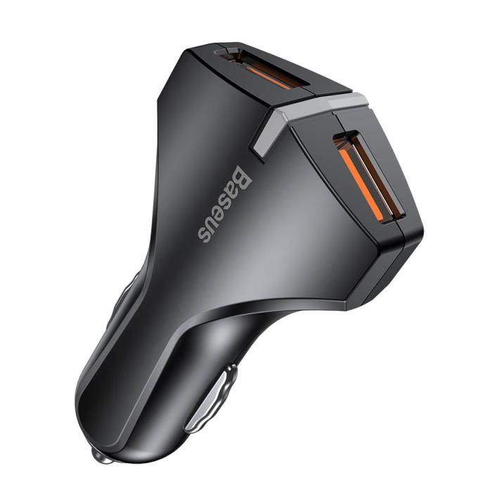 UTGATT4 - Baseus Small Rocket Quick Charge 3.0 Med Dubbla-USB bil laddare - Svart