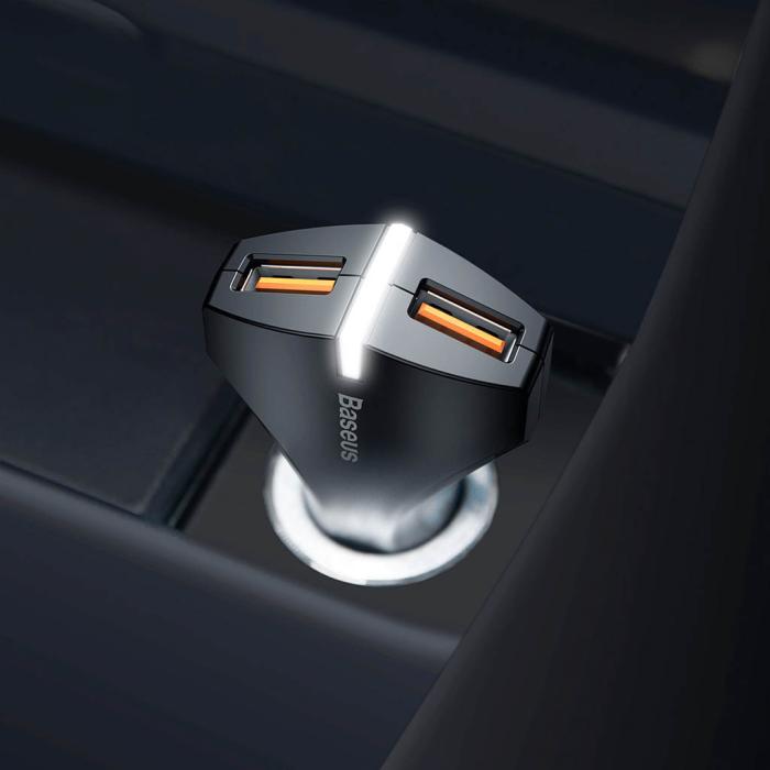 UTGATT4 - Baseus Small Rocket Quick Charge 3.0 Med Dubbla-USB bil laddare - Svart