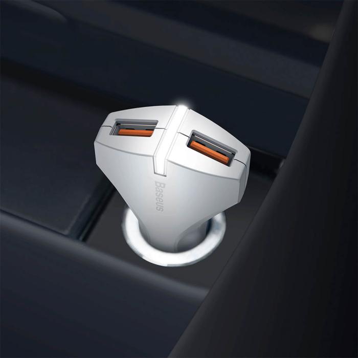 UTGATT4 - Baseus Small Rocket Quick Charge 3.0 Med Dubbla-USB bil laddare - Svart